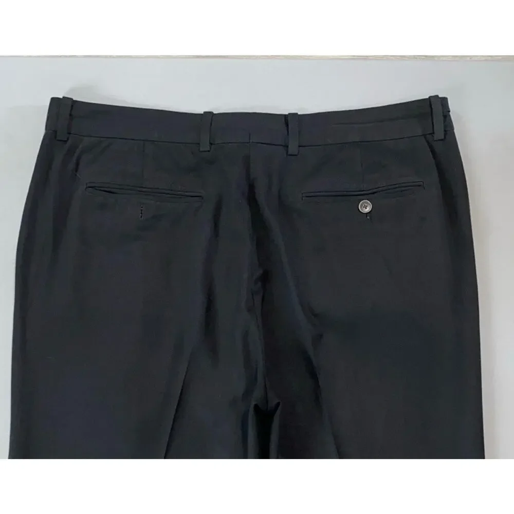 Tommy Bahama Flat Front Silk/Cotton Chino Pants. Black, Metal Logo. Men's 36X32.
